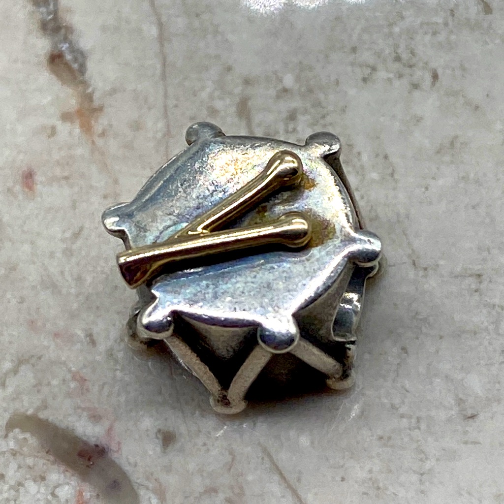 Vintage Authentic Pandora Bead Charm In Christmas Drum And Sticks Ss  14k